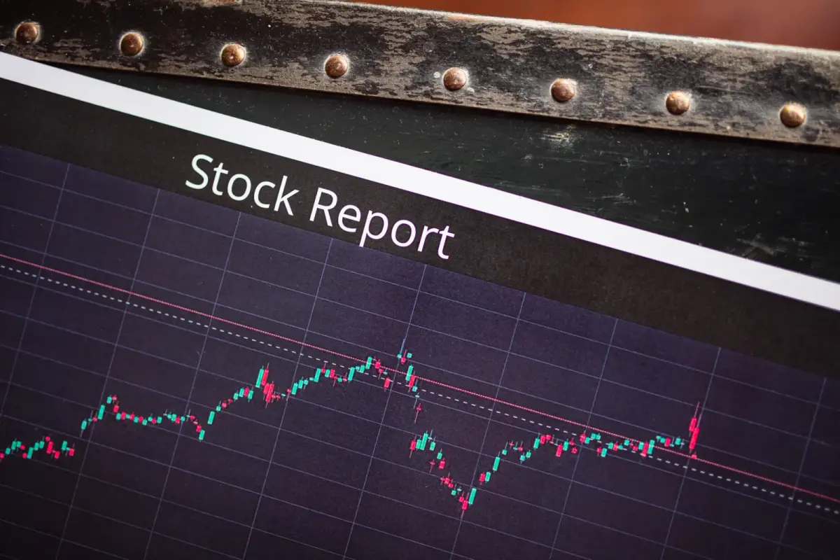 Detailed view of a stock report displaying a market performance graph with data trends.